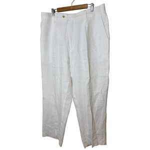 Apollo King‎ Dress Pants Men 42R White Linen Vacation Cruise Travel Party Casual
